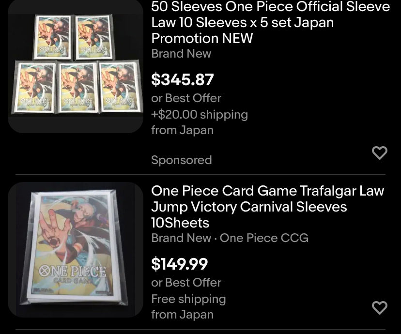 Trafalgar Law **RARE** ONE PIECE Card Sleeves (10pcs) CardboardTherapy Trafalgar Law **RARE** ONE PIECE Card Sleeves (10pcs) CardboardTherapy