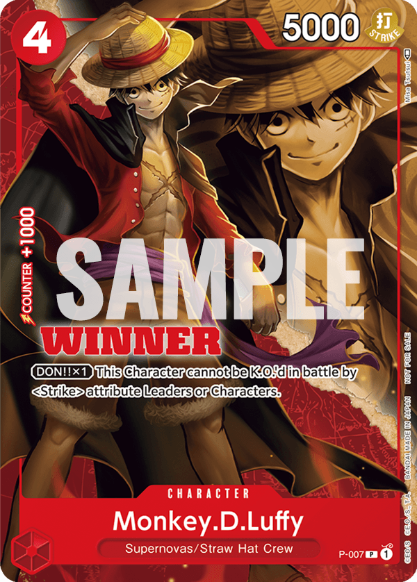 Monkey D. Luffy (P-007) Tournament Pack Volume 1. WINNER Card - SINGLE