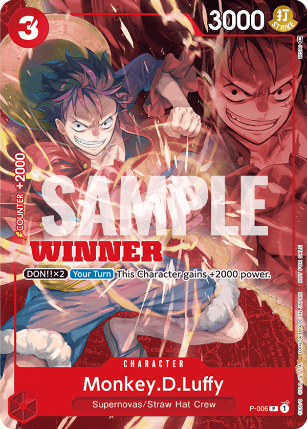 Monkey D. Luffy (P-006) Tournament Pack Volume 1. WINNER Card - SINGLE